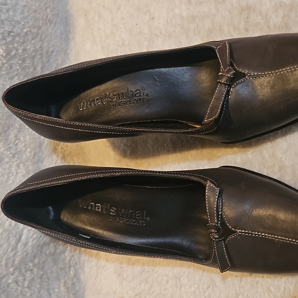 What's what, by AEROSOLES Woman Cheyenne Leather Pumps heel  Shoes Size 7M - Picture 3 of 9